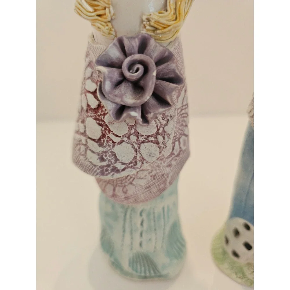 Ellen Williams Ganz Ceramic Candlestick Holders Set of 2 Whimsical Women‎ NOTE